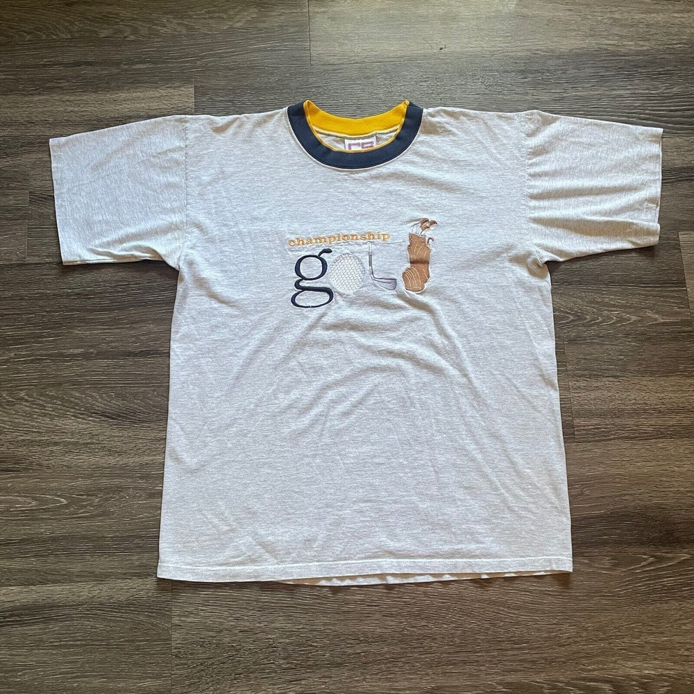 VTG 90's CHAMPIONSHIP GOLF‎ Crable Sportswear T Shirt Large Embroidered SS USA